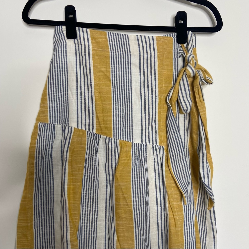 Maeve Anthropologie Skirt Striped Wrap Midi Lagenlook Coastal - Picture 4 of 13